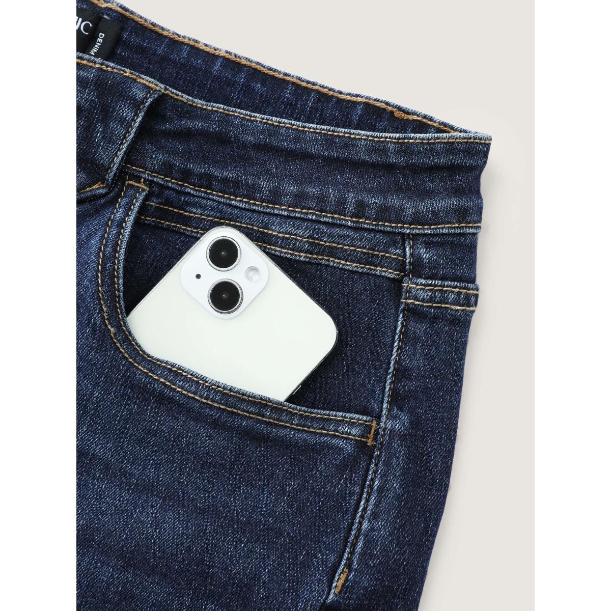 Plus Size Supersoft Mid-Rise Everyday Bootcut Jeans Women Darkindigo Leisure Texture High stretch Slanted pocket Jeans BloomChic 24/3X Product Image