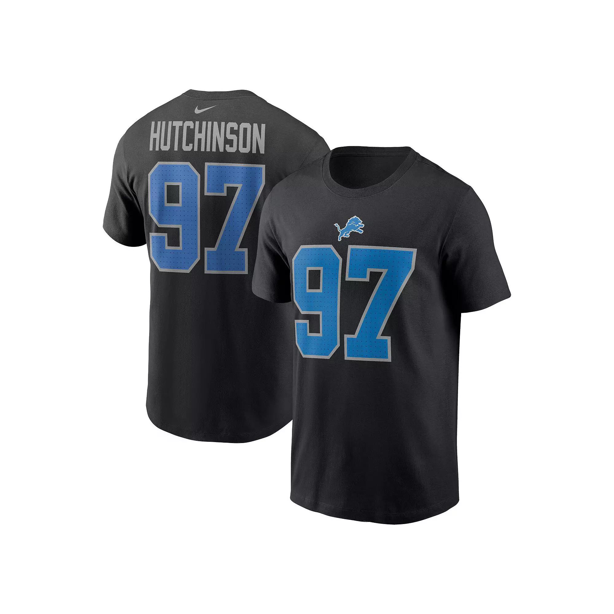 Men's Nike Aidan Hutchinson Black Detroit Lions Player Name & Number T-Shirt,  Product Image