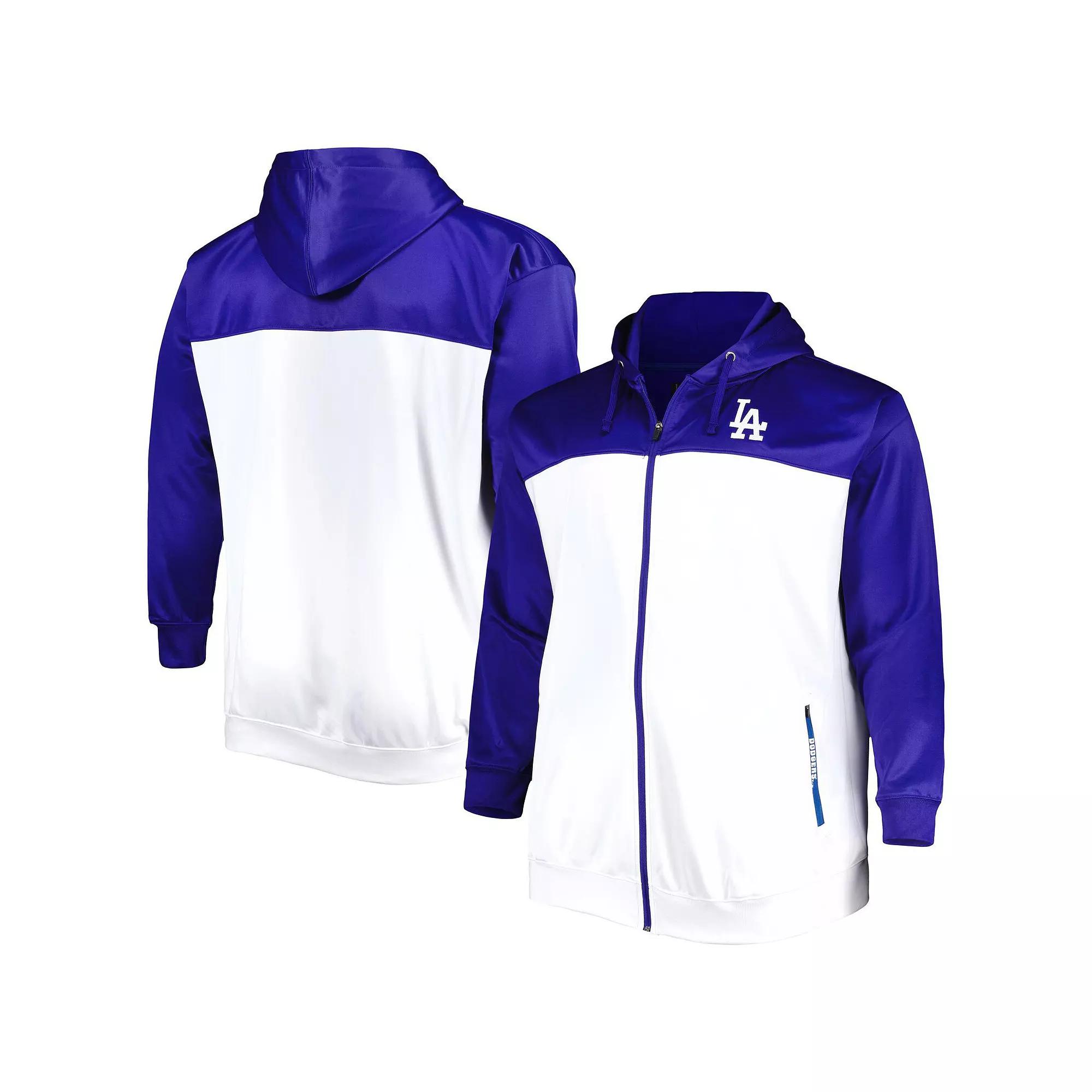 Men's Royal/White Los Angeles Dodgers Big & Tall Yoke Full-Zip Hoodie, Size: 5XB, Blue Product Image