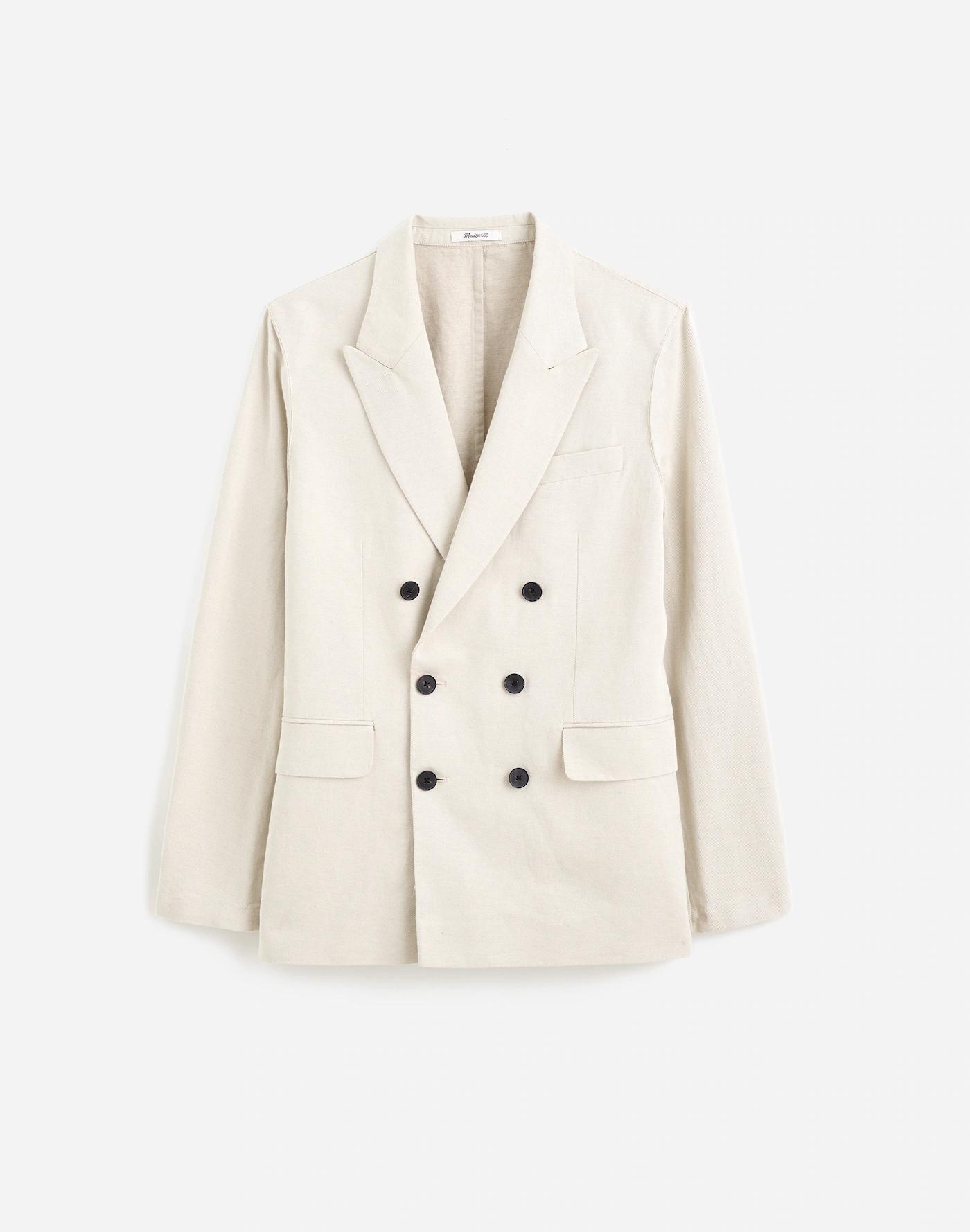 Double-Breasted Blazer in Cotton-Linen Blend Product Image