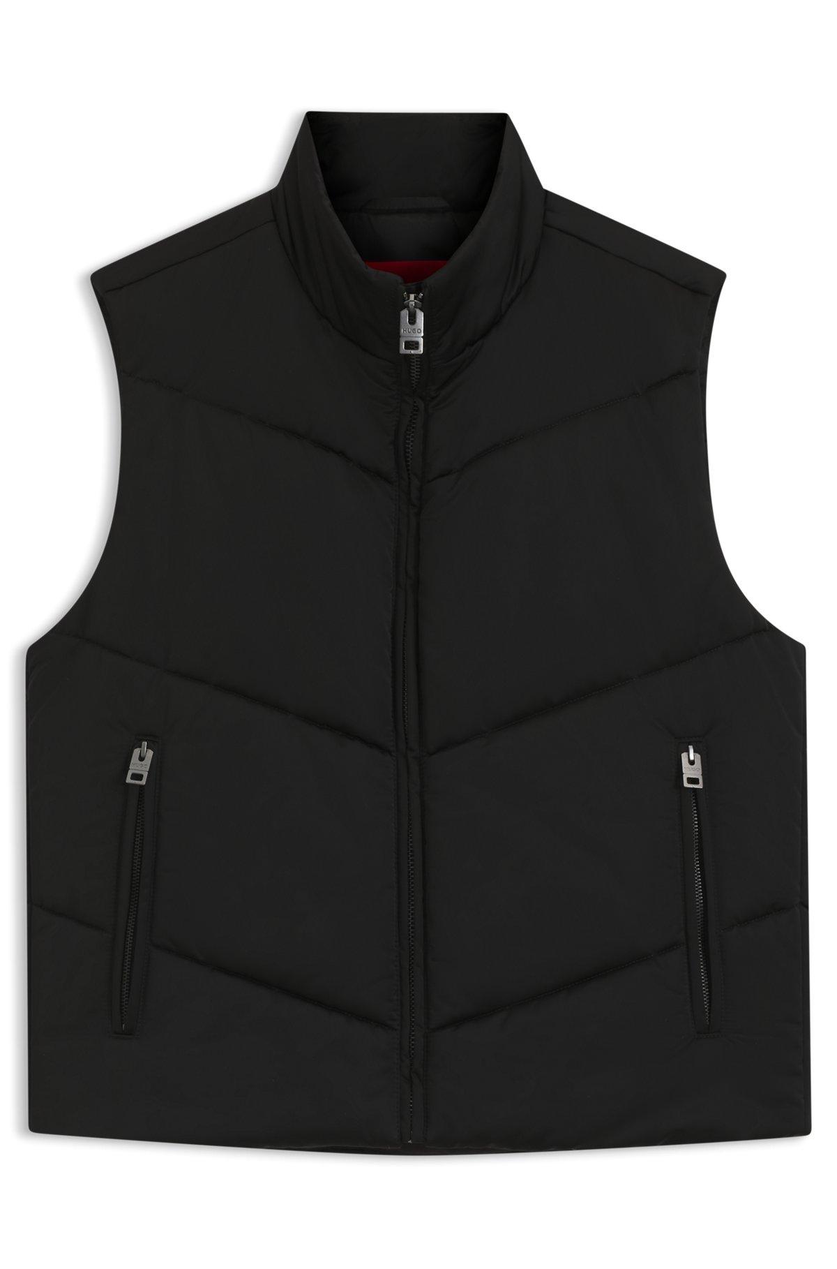 HUGO - Water-repellent gilet in padded satin - Black Product Image