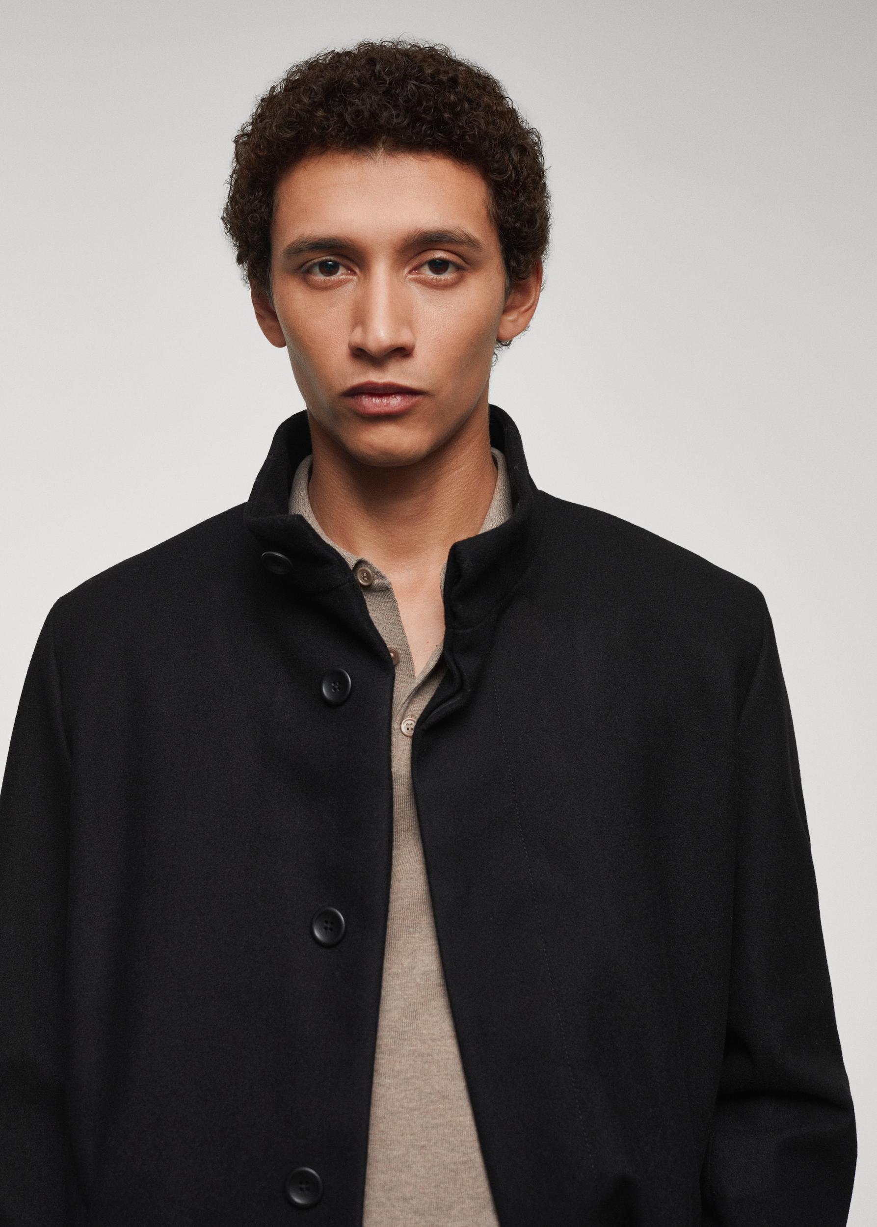 Wool funnel neck coat - Men | MANGO USA Product Image