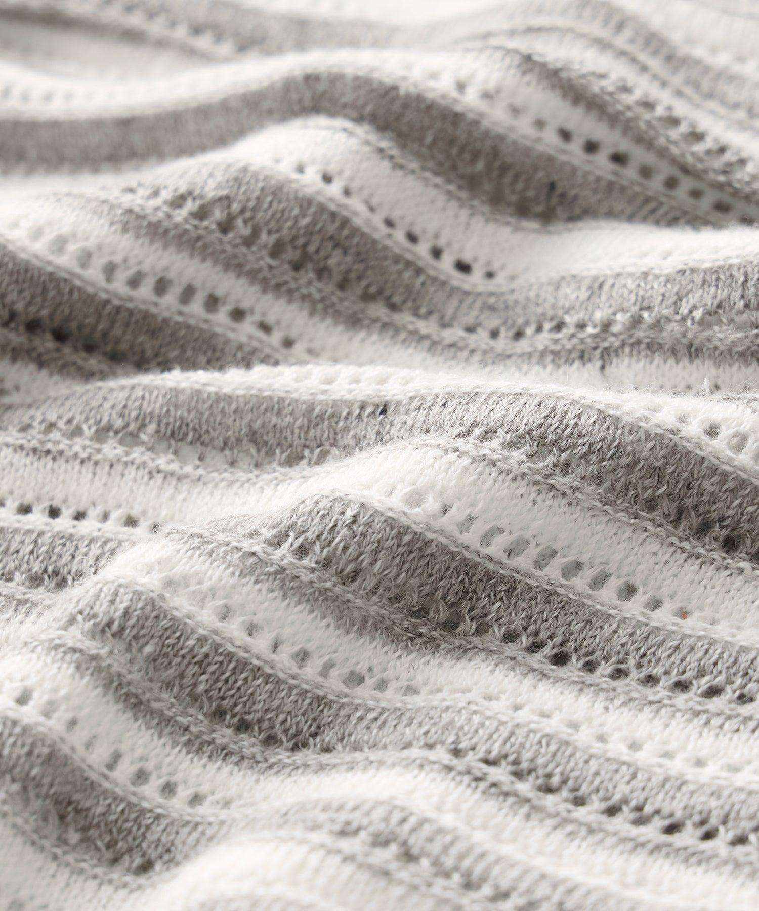 Cropped Pointelle Linen Sweater Polo Product Image