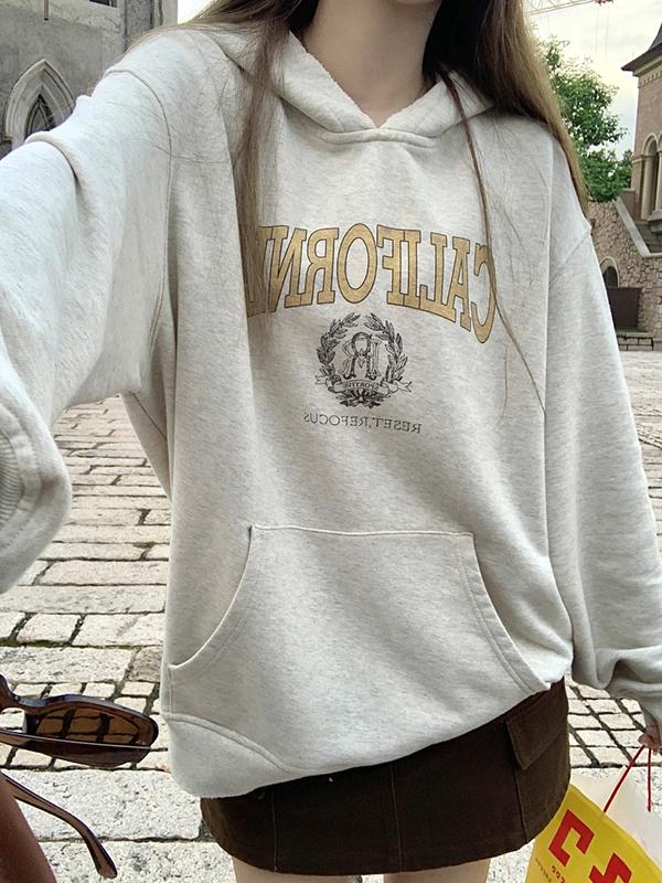 Letter Print Oversized Hoodie Product Image