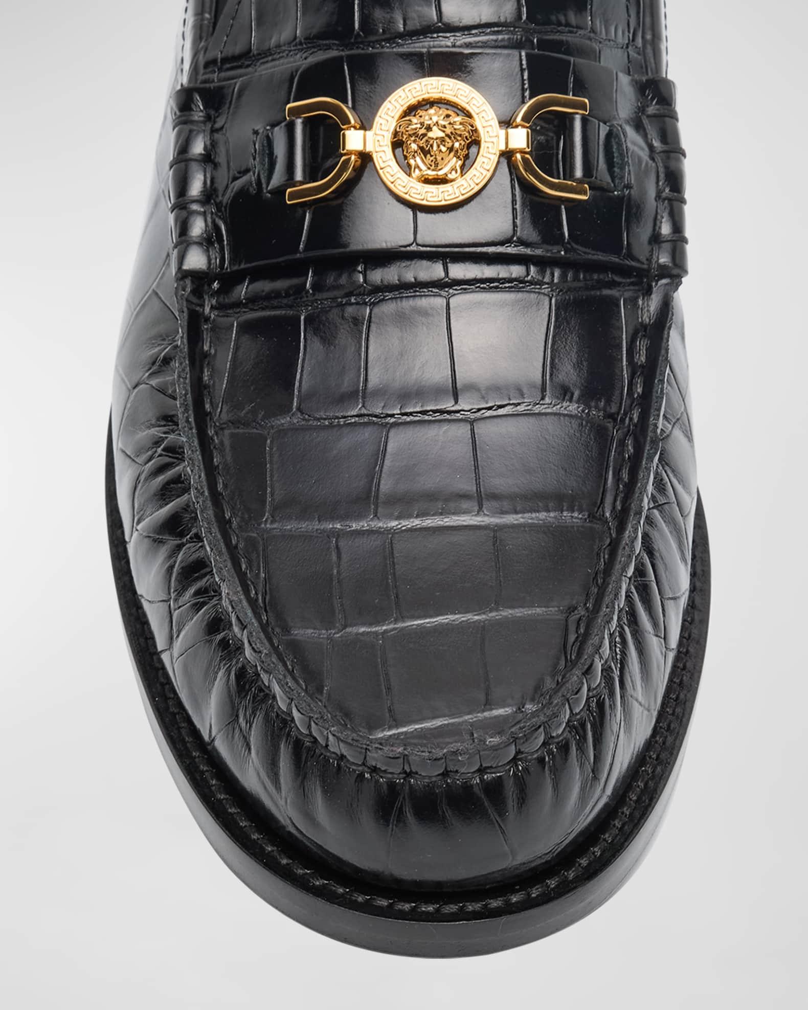 Men's Croc-Effect Medusa Coin Bit Loafers Product Image