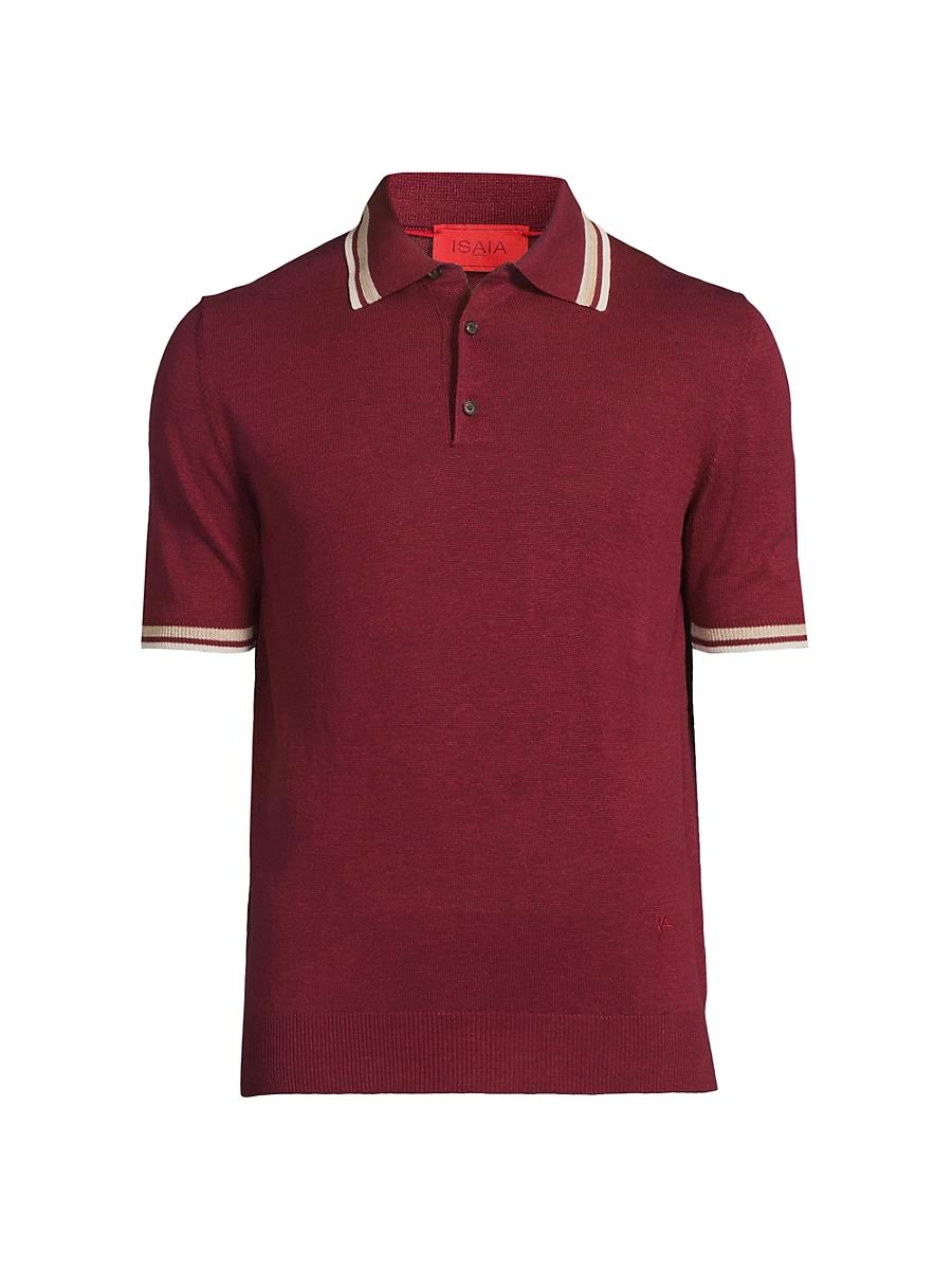 Mens Tipped Silk-Linen Polo Shirt Product Image