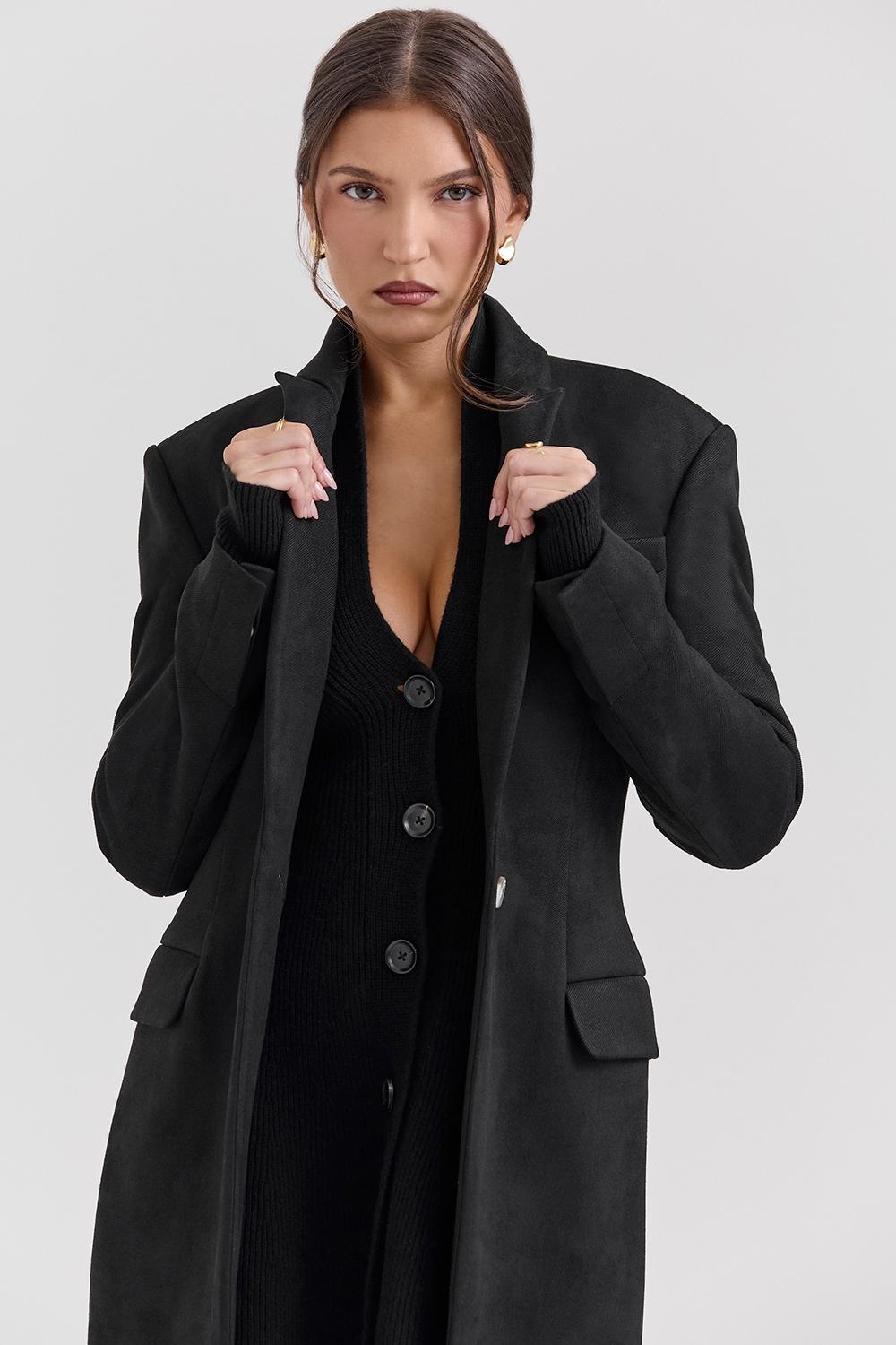 Remi  black single breasted long coat Product Image