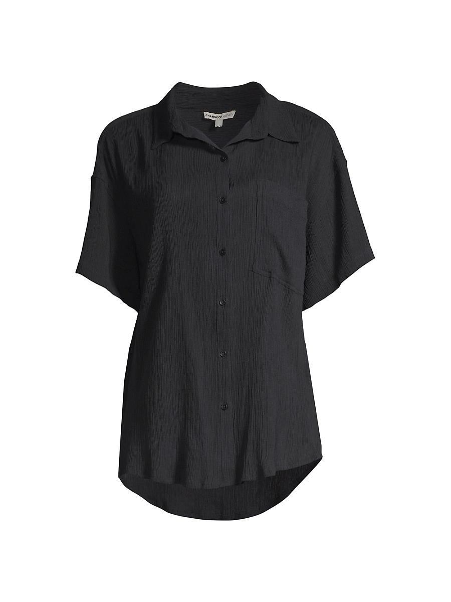 Womens Michelle Crinkled Cotton Shirt Product Image