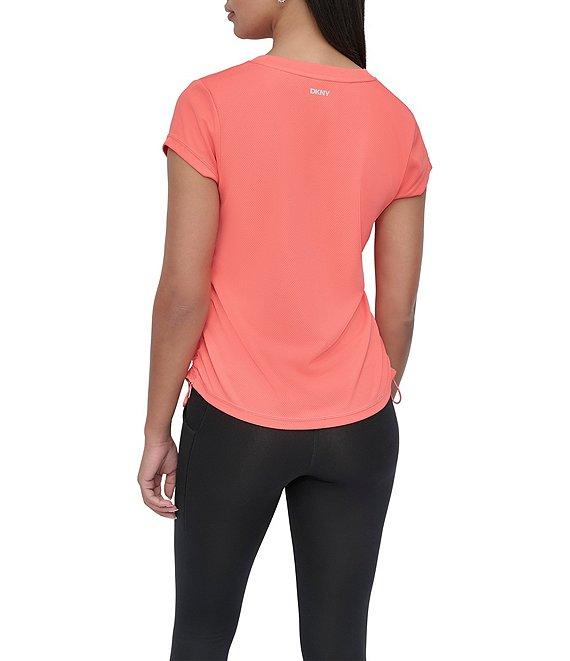 DKNY Sport by Donna Karan V Neck Short Sleeve Tech Ruched Side Seam Tee Product Image