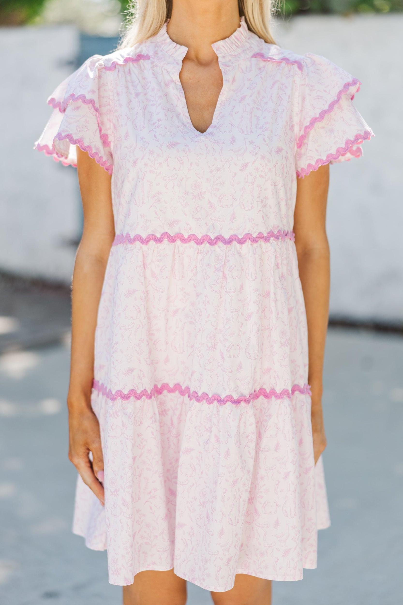 Come For It Pink Toile Babydoll Dress Female Product Image