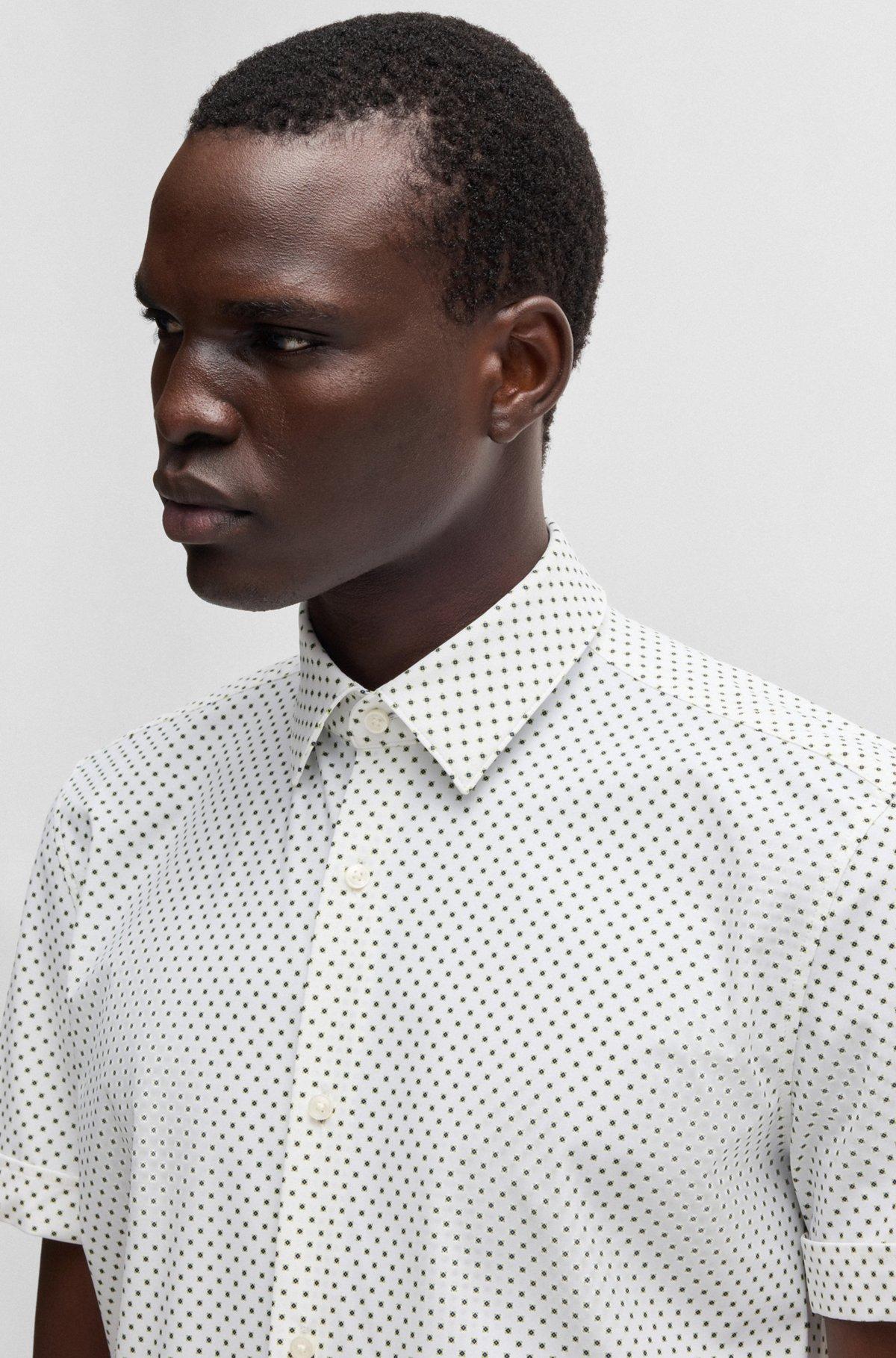Slim-fit shirt in printed performance-stretch jersey Product Image