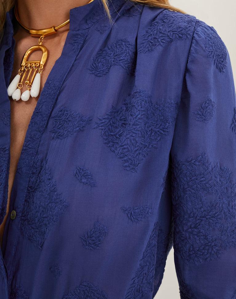 Yumi Long Sleeve Blouse - Sapphire Product Image