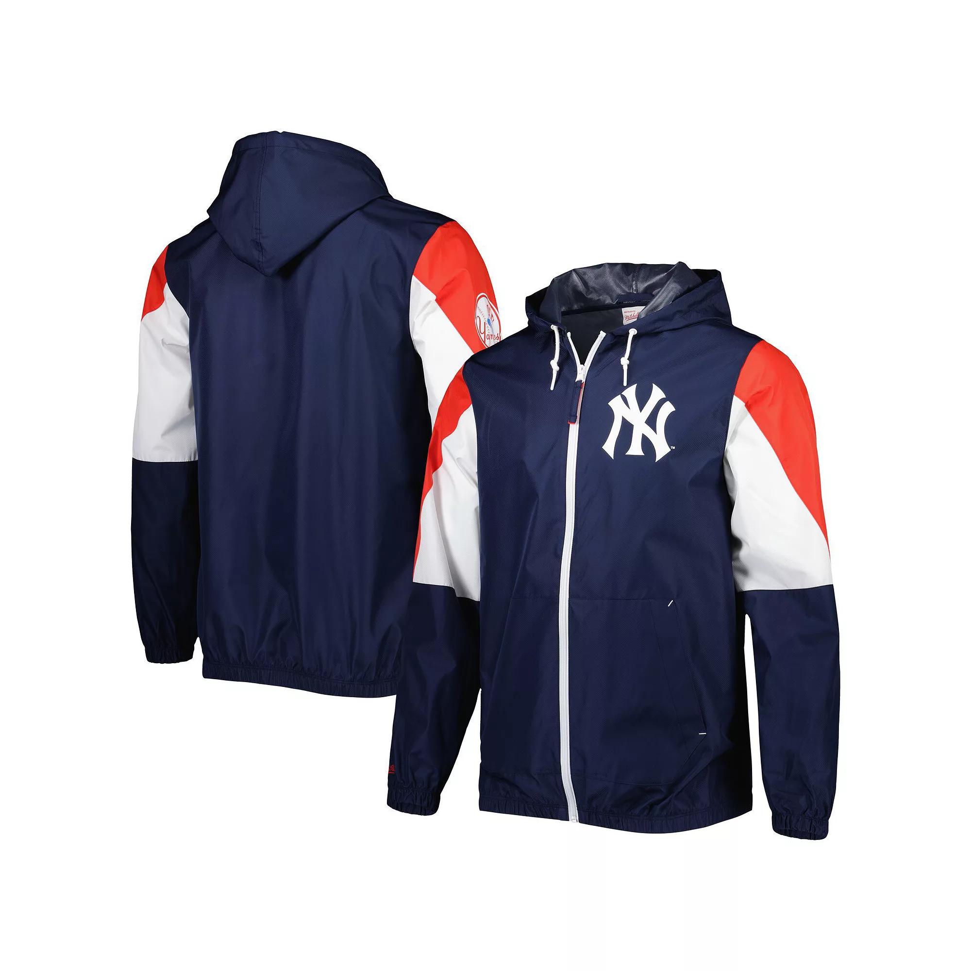 Men's Mitchell & Ness Navy New York Yankees Throw It Back Full-Zip Windbreaker Jacket, Size: Medium, Blue Product Image