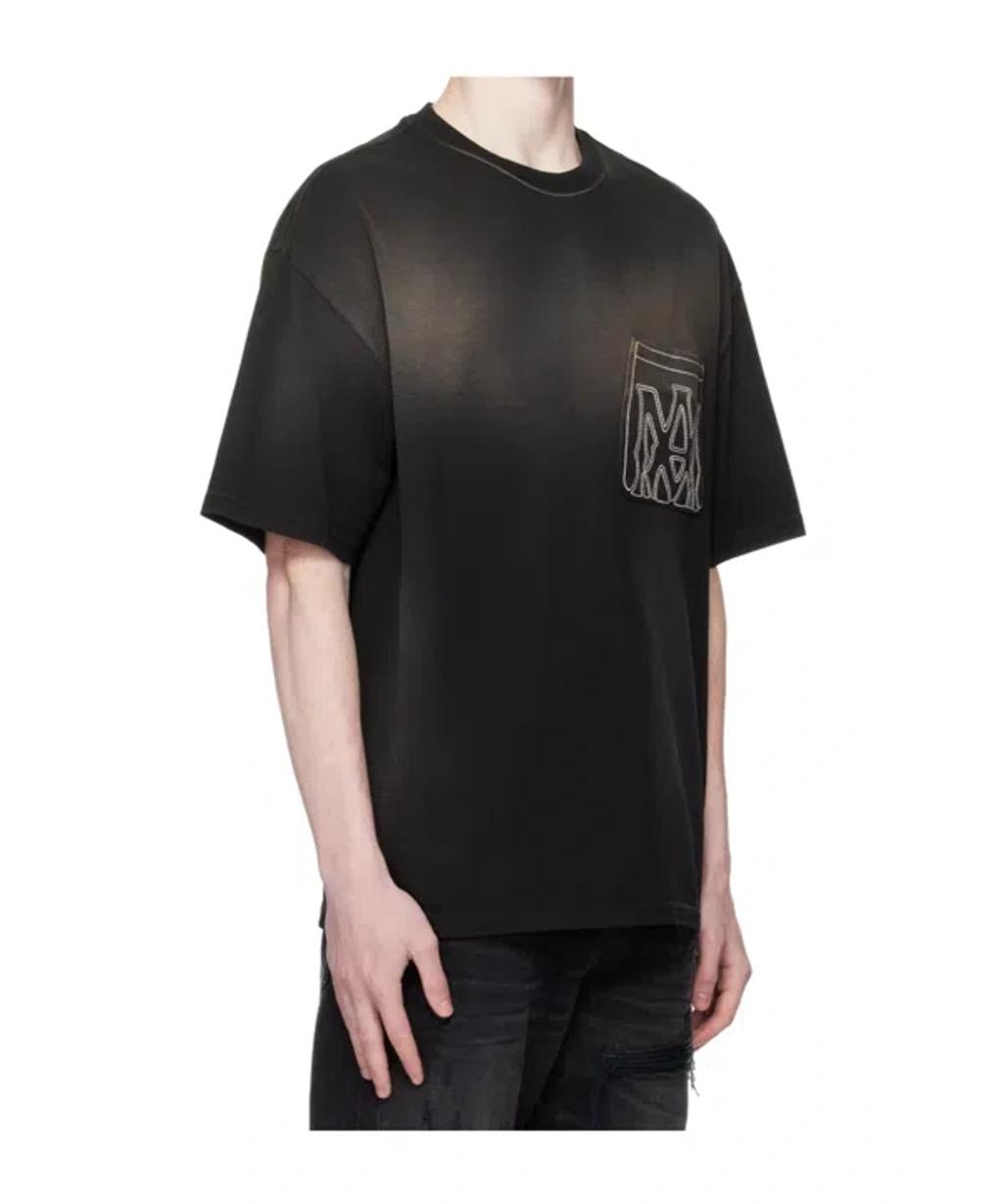 AMIRI Mens Black Oversized Patch-pocket Cotton T-shirt Product Image