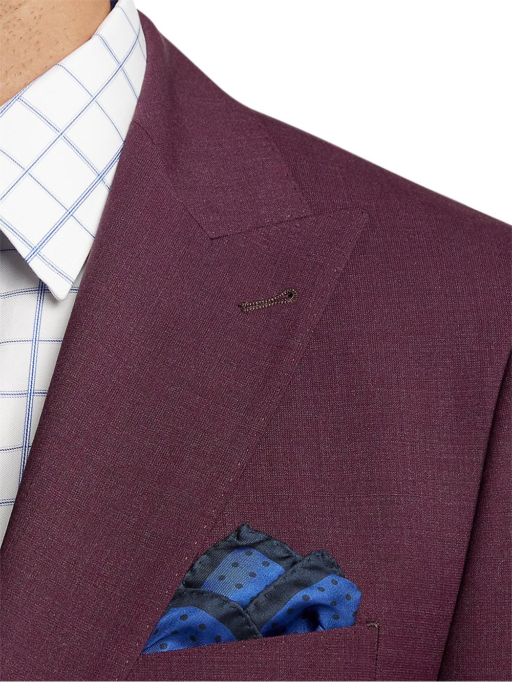 Wool Stretch Bengaline Single Breasted Peak Lapel Suit - Plum Product Image