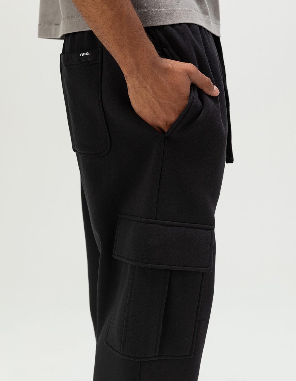RSQ Mens Baggy Cargo Sweatpants - BLACK Product Image