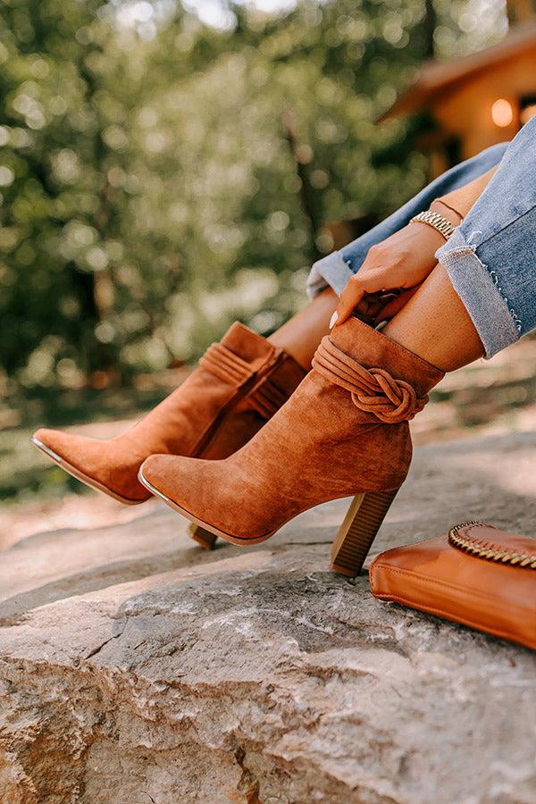 The Luna Faux Suede Bootie In Brown Product Image