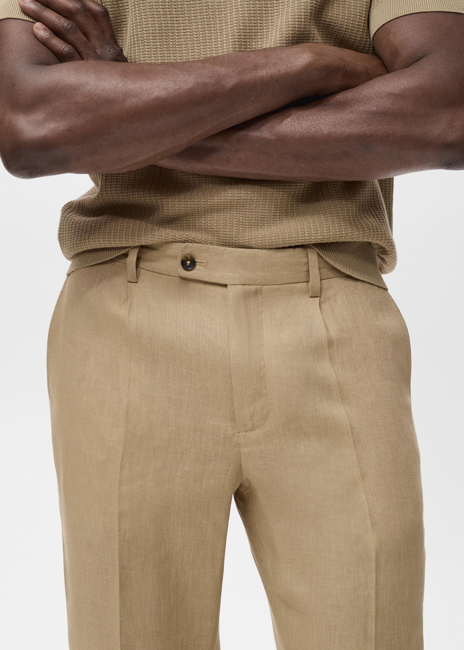 Slim-fit 100% linen pants - Men | MANGO USA Product Image
