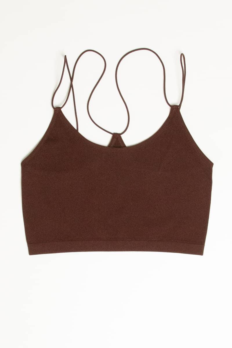 Espresso Bungee Strap Seamless Ribbed Bralette Product Image