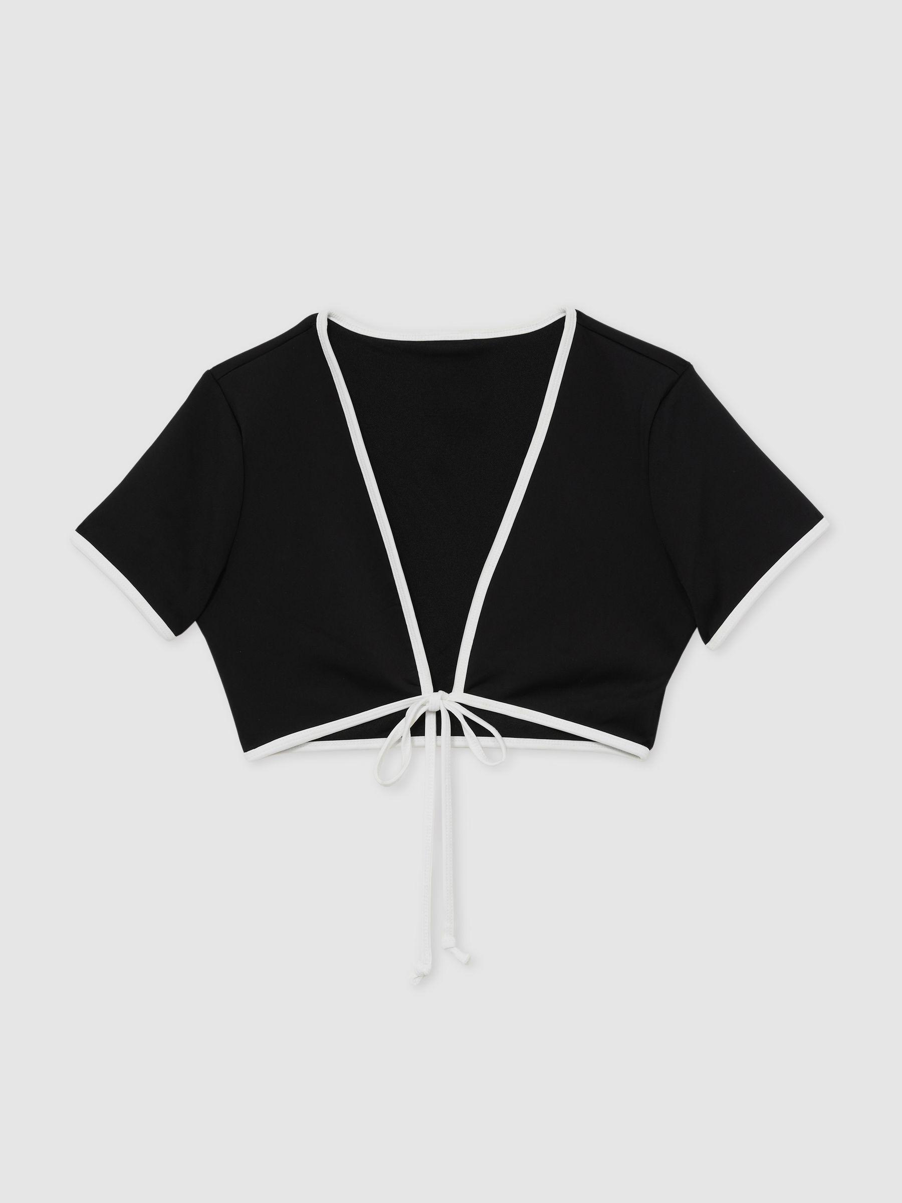 Good American Tie-Front Swim Tee in Black Product Image