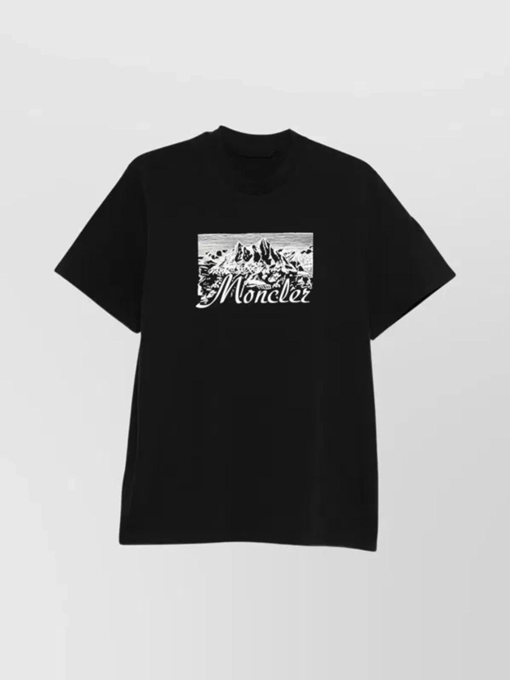 MONCLER Graphic Mountain Print Short Sleeve T-shirt In Black Product Image