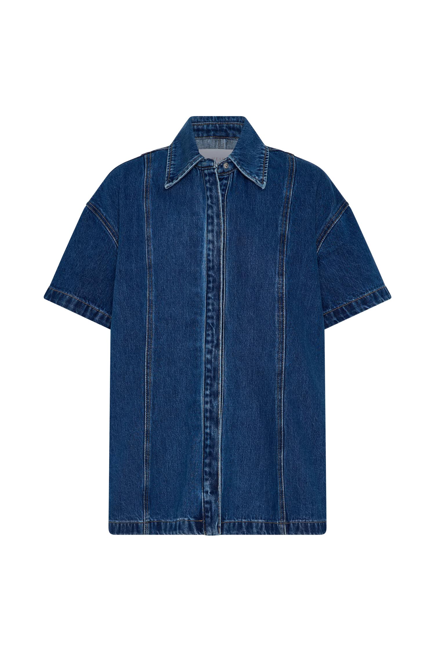 Maya Oversized Denim Shirt - Dark Blue Product Image