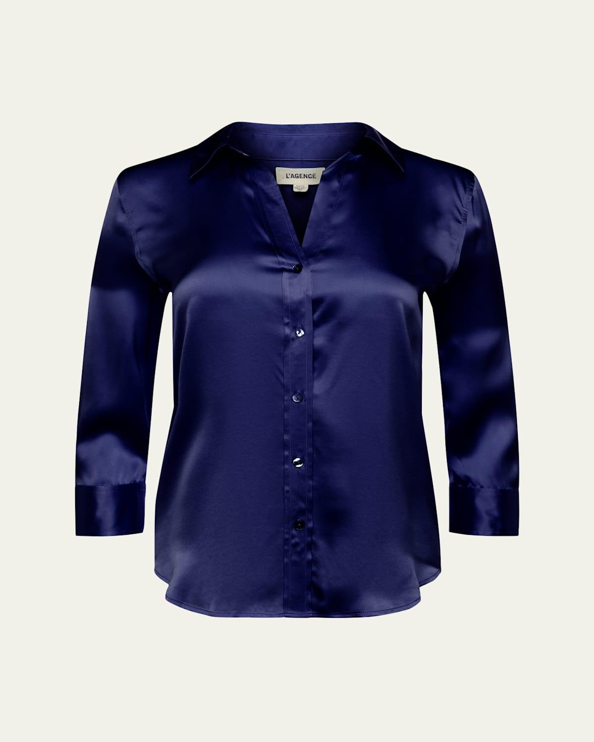 Womens Dani Three-Quarter Sleeve Silk Shirt Product Image