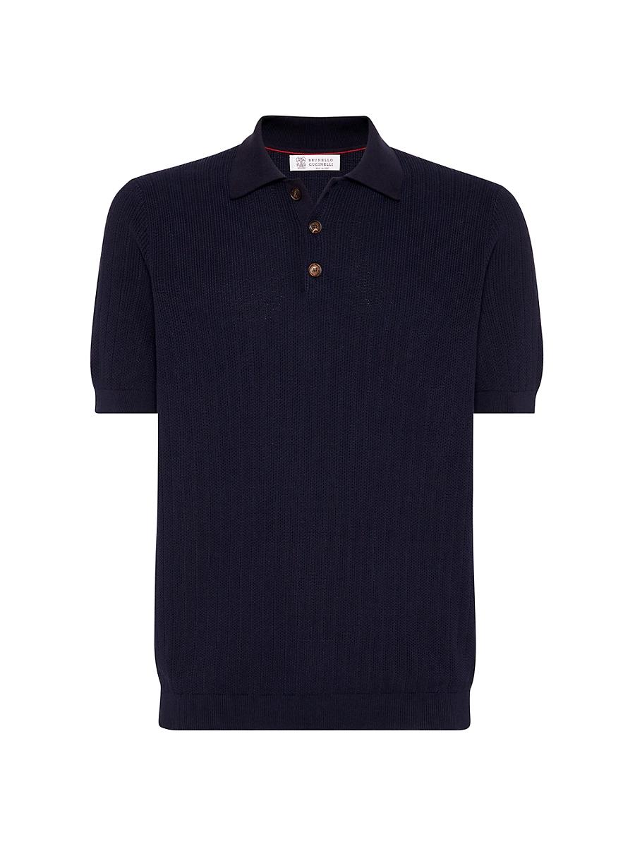 Mens Cotton Wide Rib Knit Polo Shirt Product Image