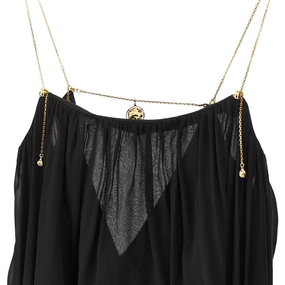 CHLOÉ Open-back Embellished Tiered Silk-georgette Maxi Dress In Black Product Image