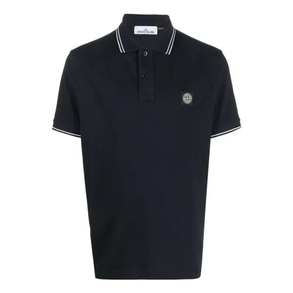 STONE ISLAND Mens Black Brand-patch Regular-fit Stretch-cotton Polo Shirt Xl Product Image