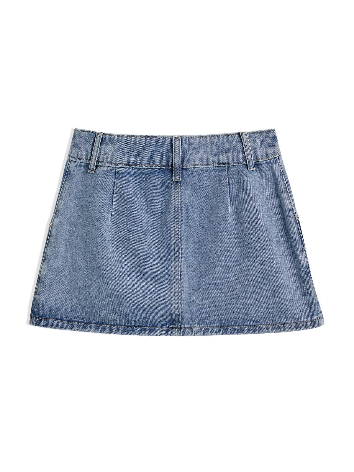 Vintage Blue Micro Denim Skirts Product Image