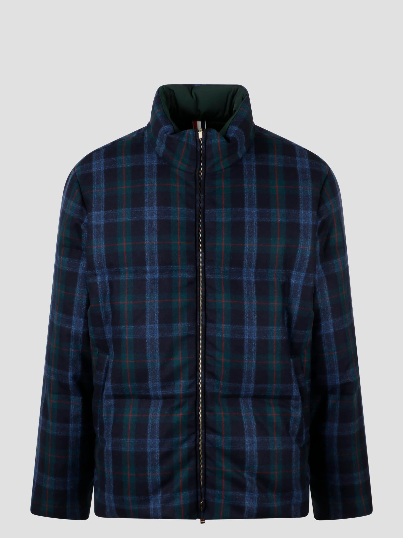 THOM BROWNE Wool Blend Check Reversible Puffer Jacket In Multi Product Image