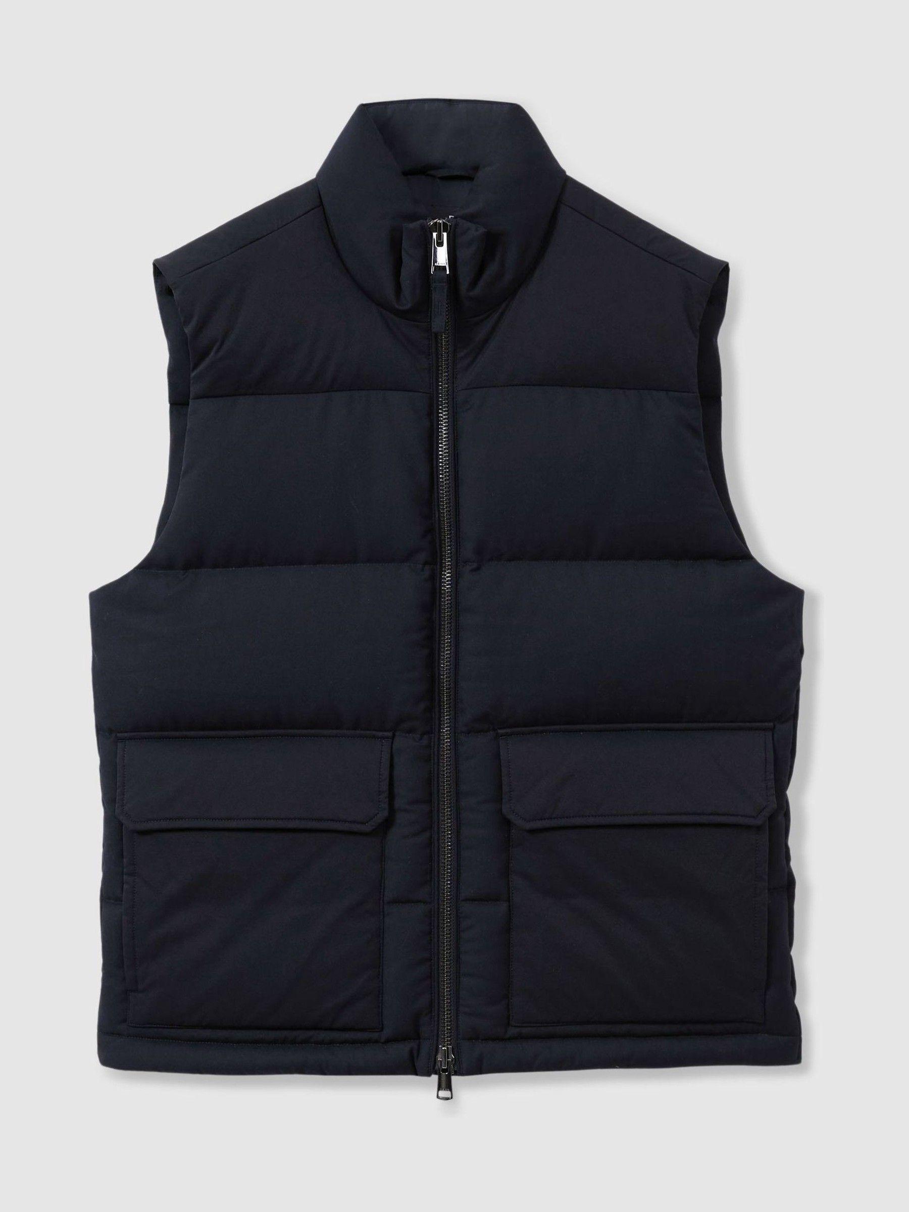 Patch Pocket Quilted Gilet in Navy Product Image