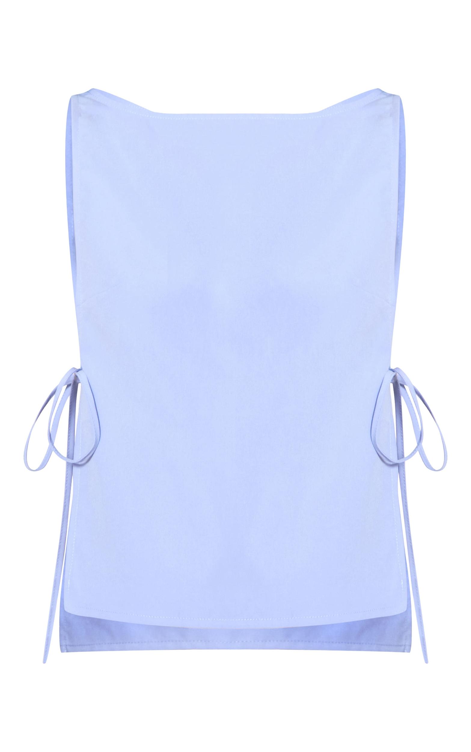 Sky Blue Woven Open Tie Side Long Top Product Image