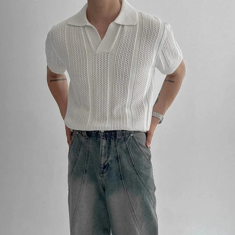 RT No. 18154 KNIT V-NECK POLO SHORT SLEEVE Product Image