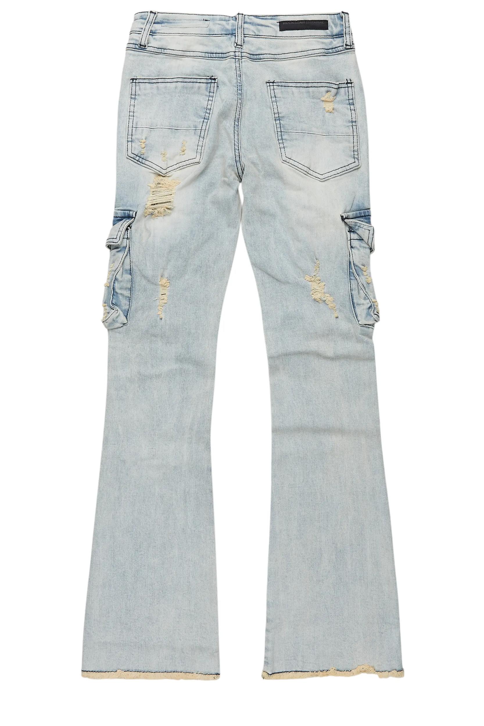 Boys Adalee Blue Stacked Flare Jean Boys Product Image