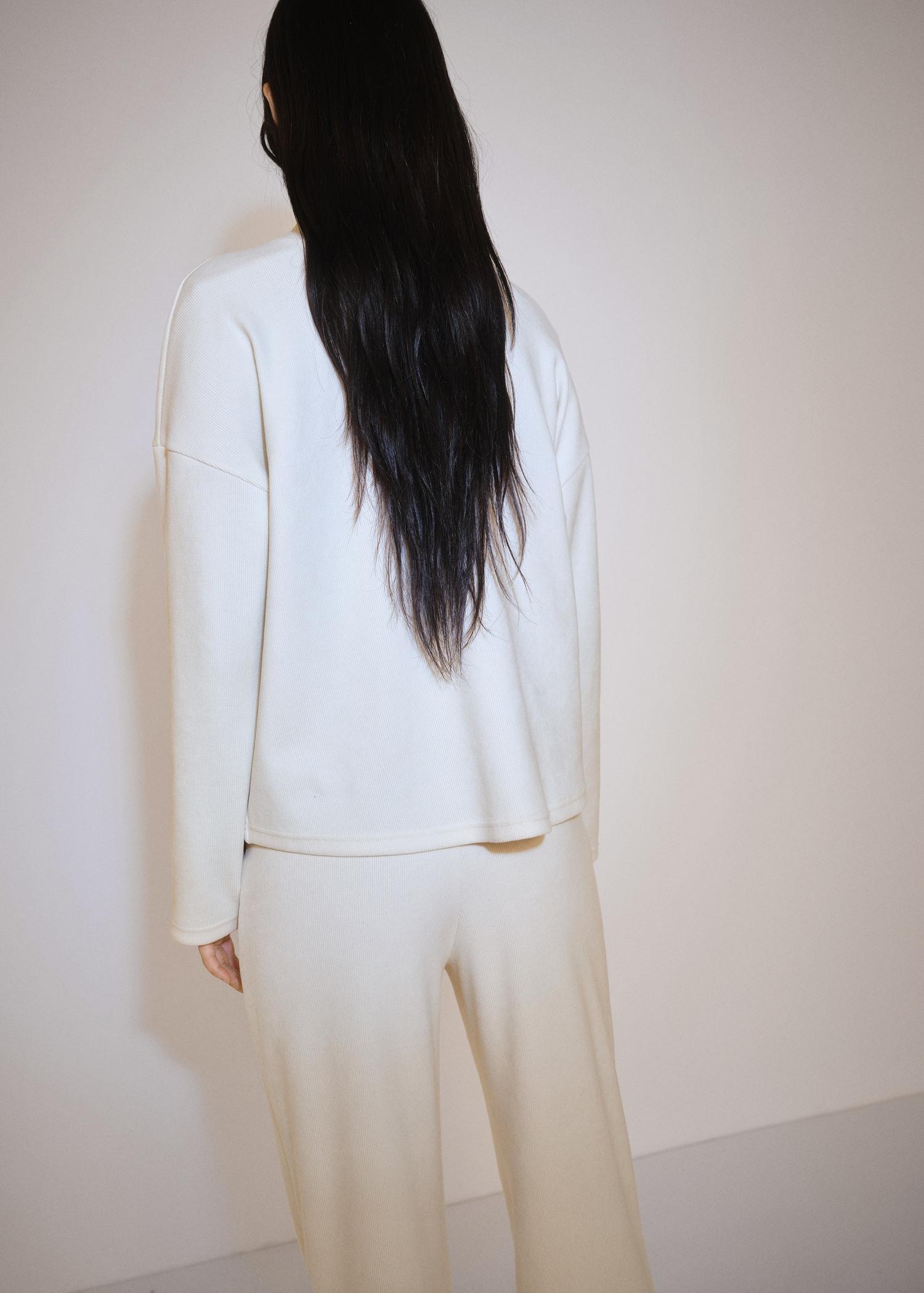 Corduroy sweatshirt with perkins neck - Women | MANGO USA Product Image