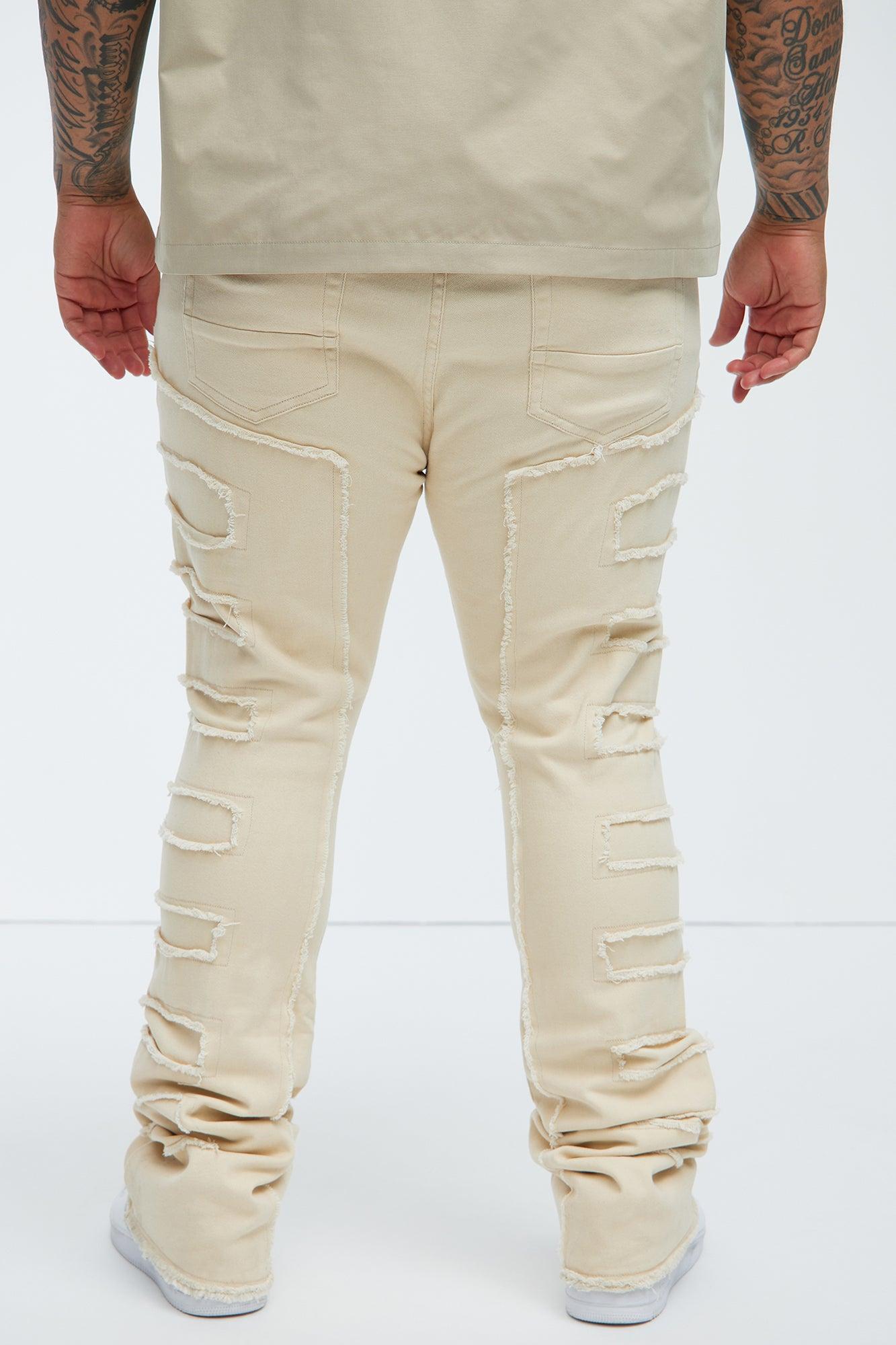 Over The Top Stacked Skinny Flare Pants - Off White Product Image