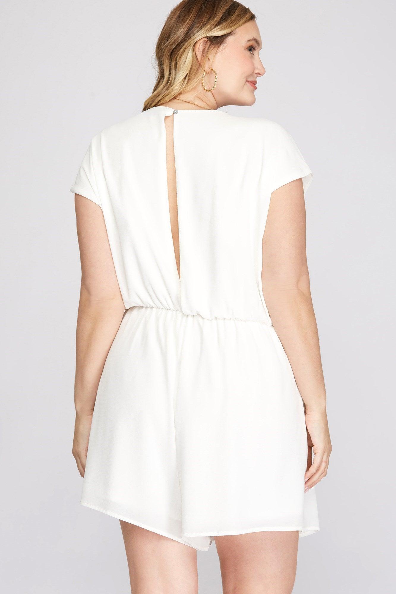 Drop-Shoulder Front-Tie Romper Product Image