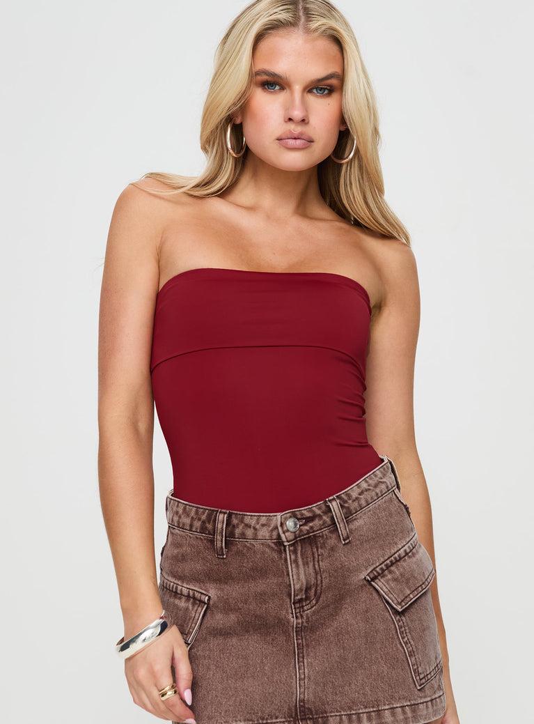 Niner Strapless Bodysuit Burgundy Product Image