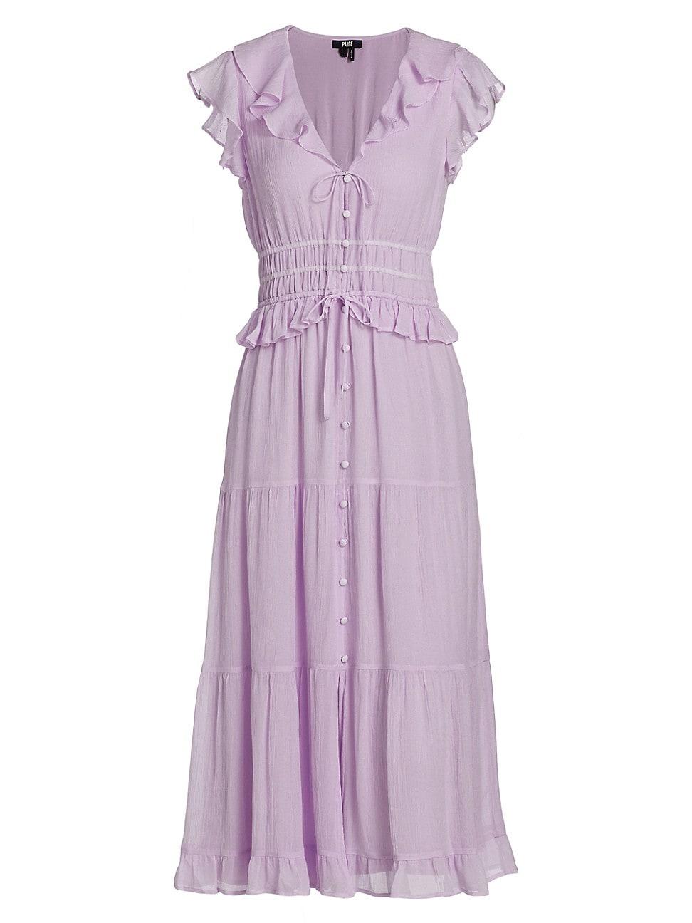 Womens Paradis Silk Ruffled Midi-Dress Product Image