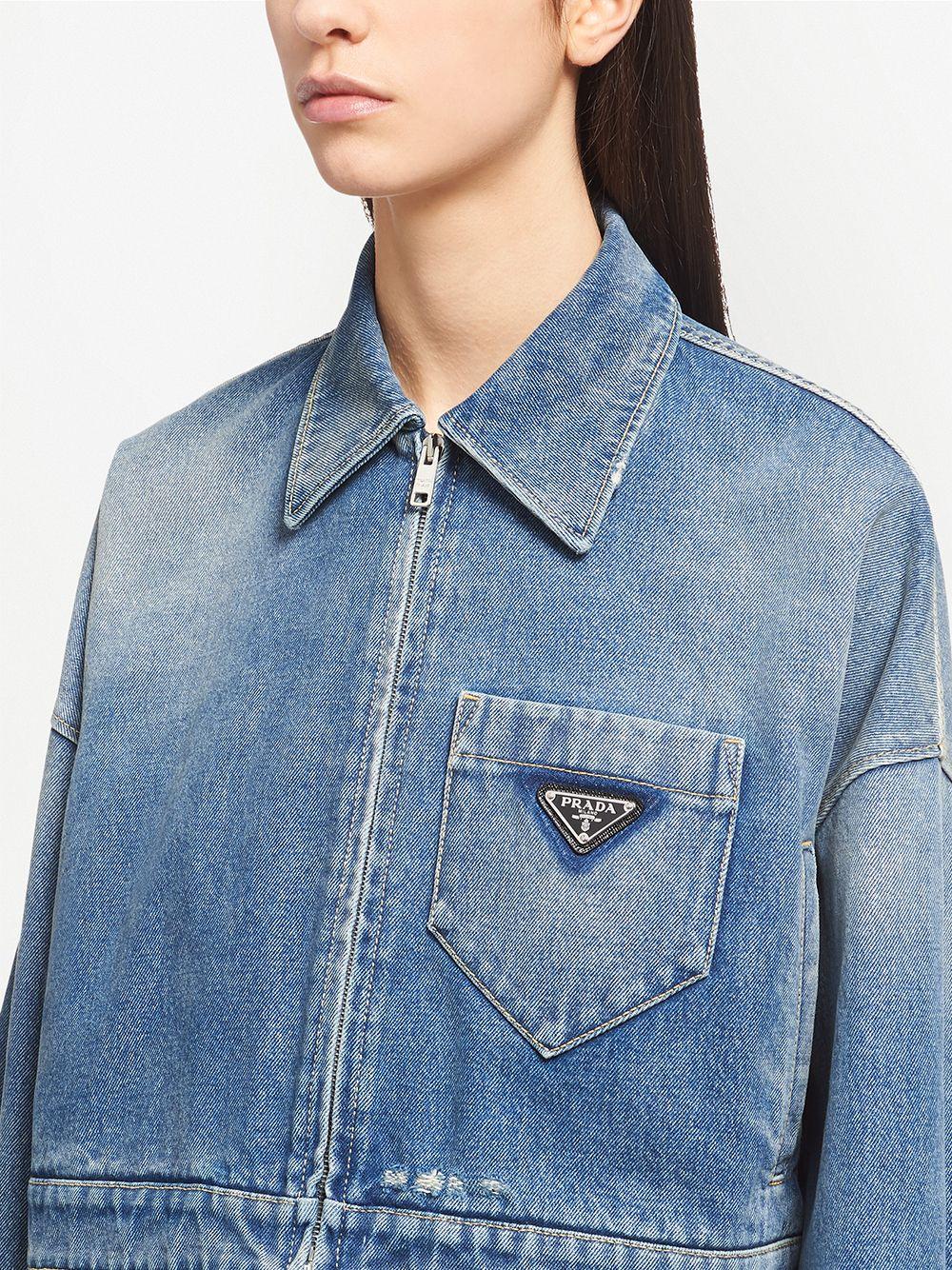 cropped organic-denim jacket Product Image