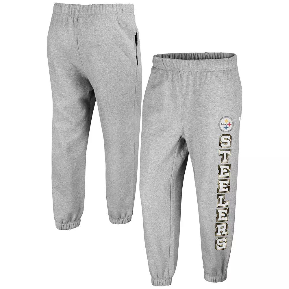 Women's '47 Gray Pittsburgh Steelers Double Pro Harper Jogger Sweatpants, Size: Small, Grey Product Image