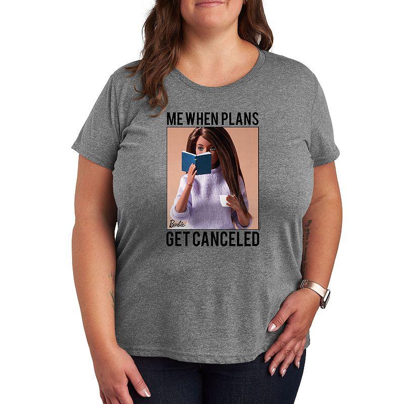 Plus Barbie When Plans Get Canceled Graphic Tee, Womens Grey Gray Product Image