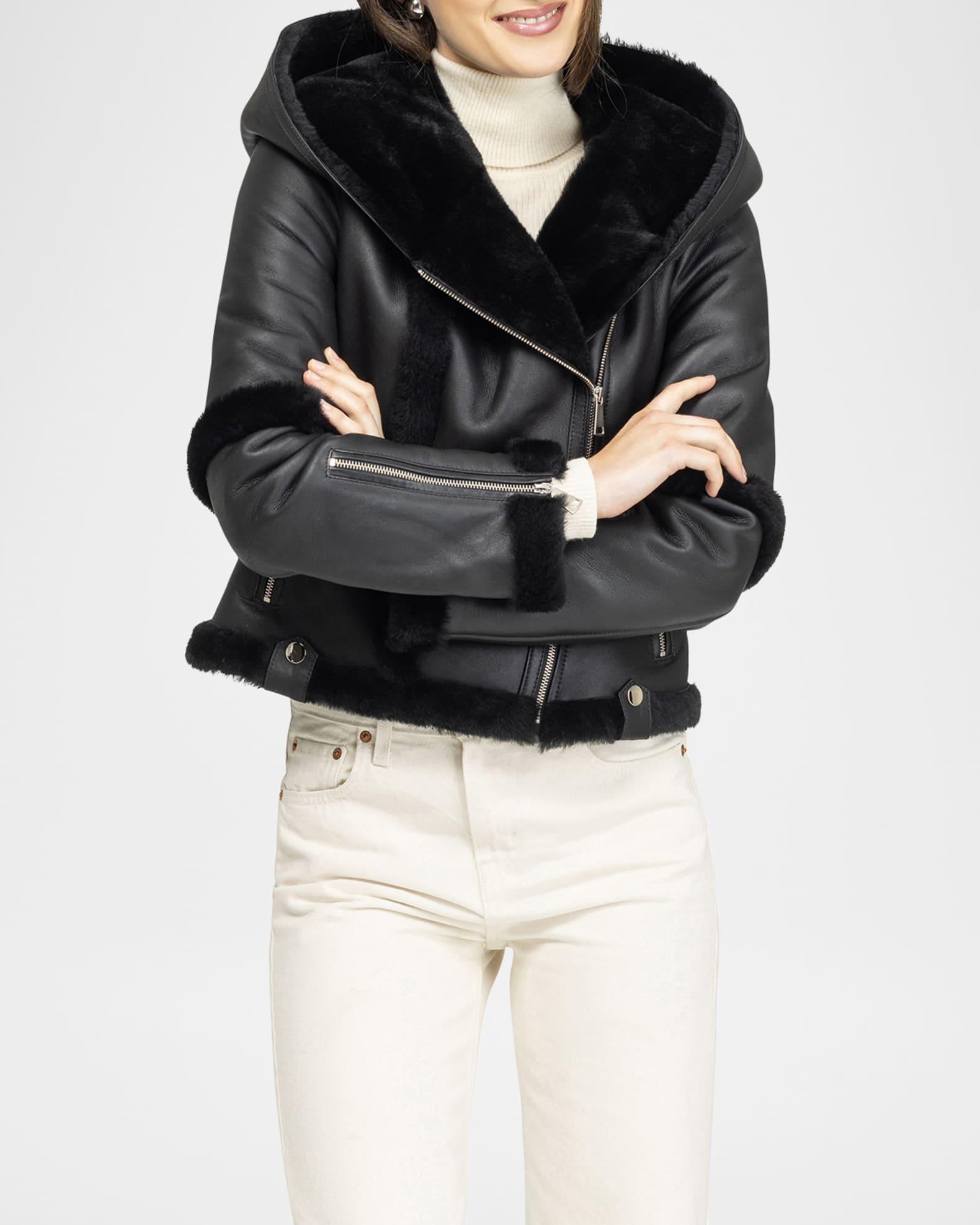 Shearling Lamb Hooded Zip Jacket Product Image