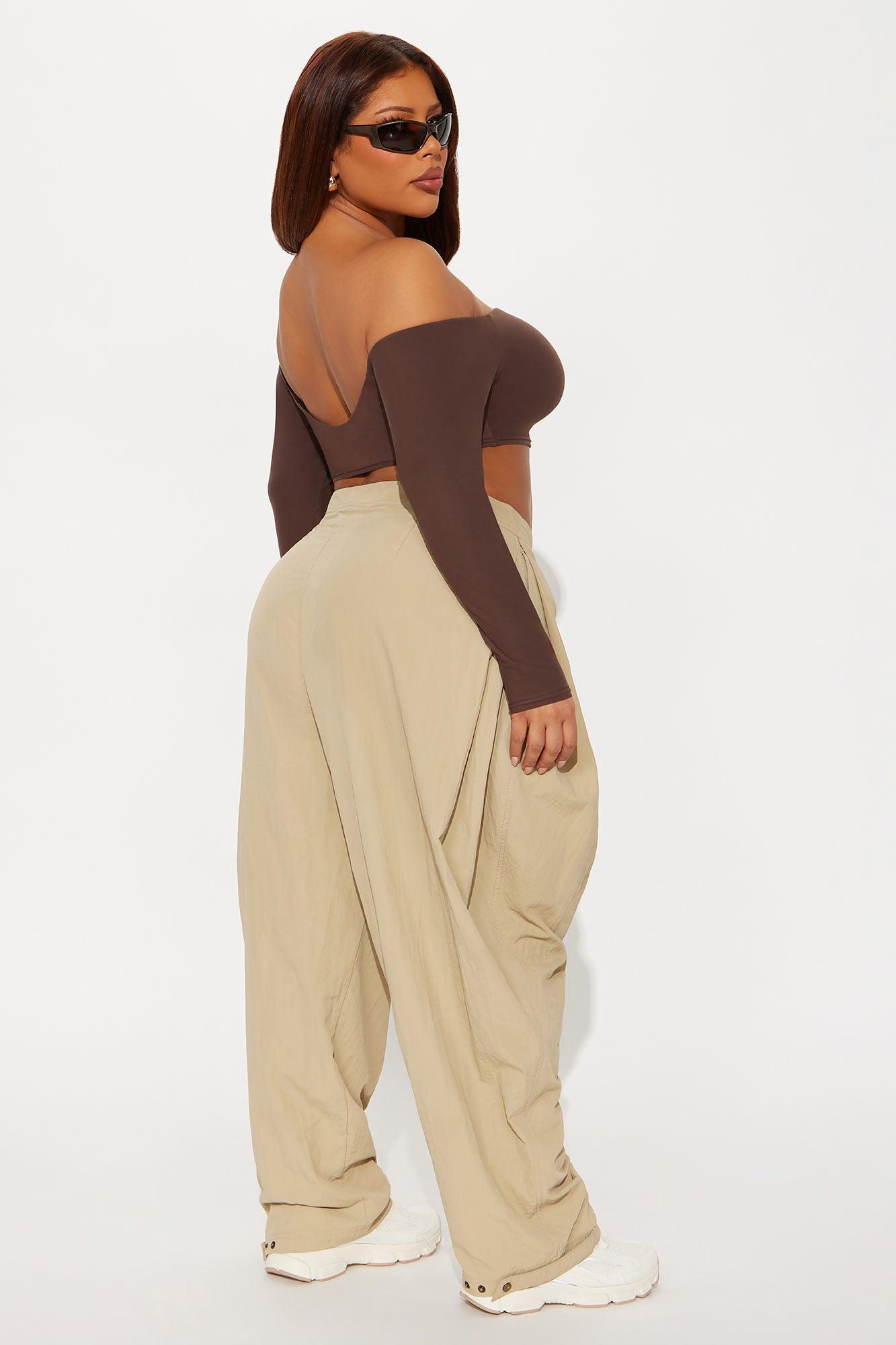 Second Skin Off Shoulder Cropped Top - Chocolate Female Product Image