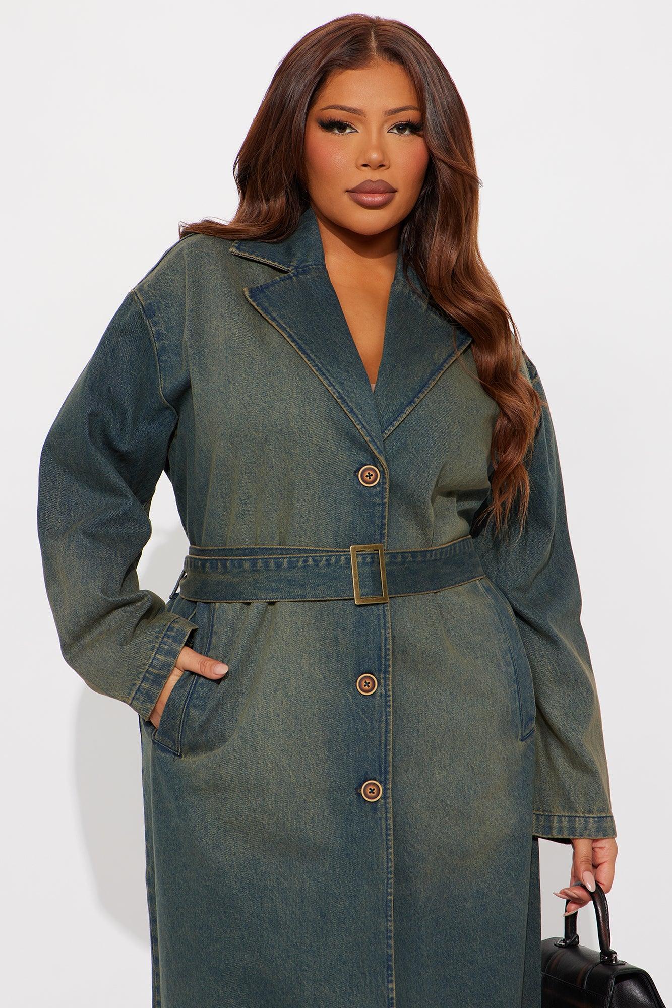 Jade Washed Denim Belted Trench - Vintage Wash Female Product Image