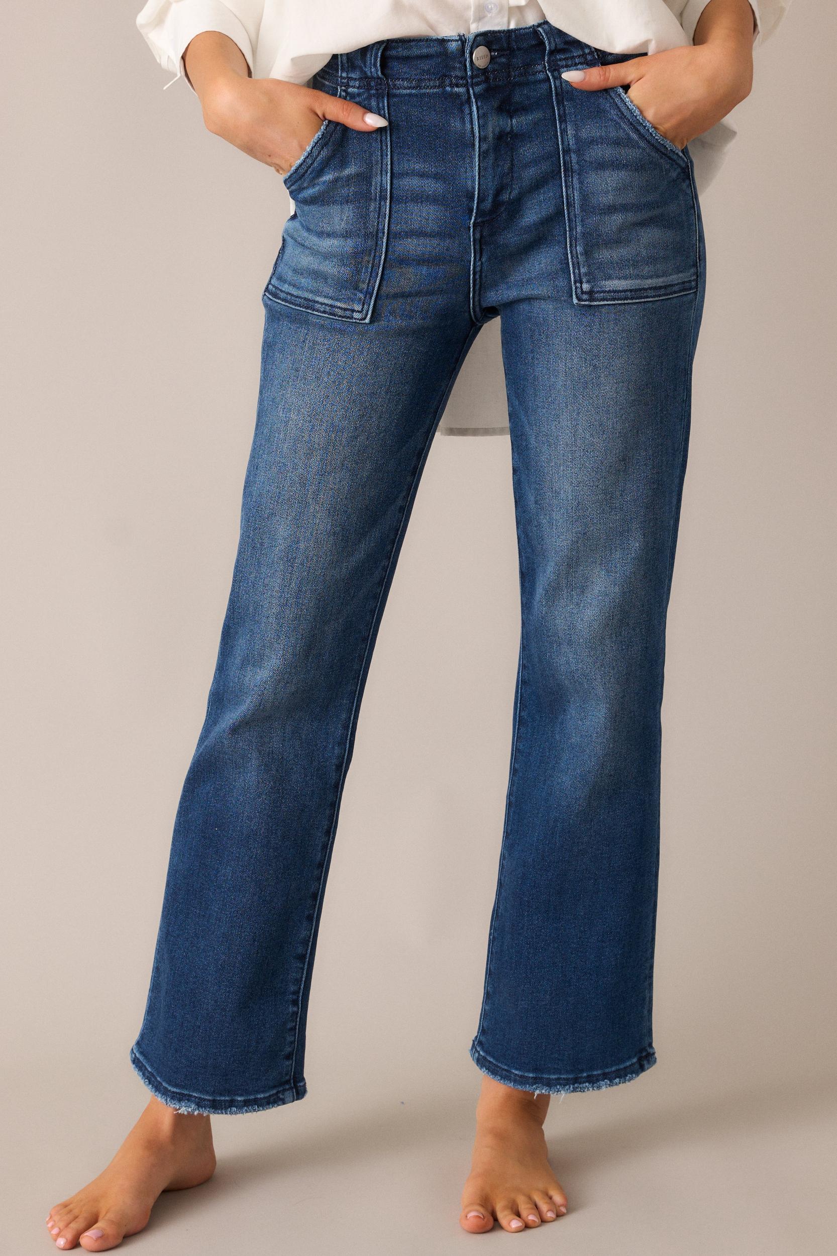 Killing Time Dark Wash Straight Leg Jeans Product Image
