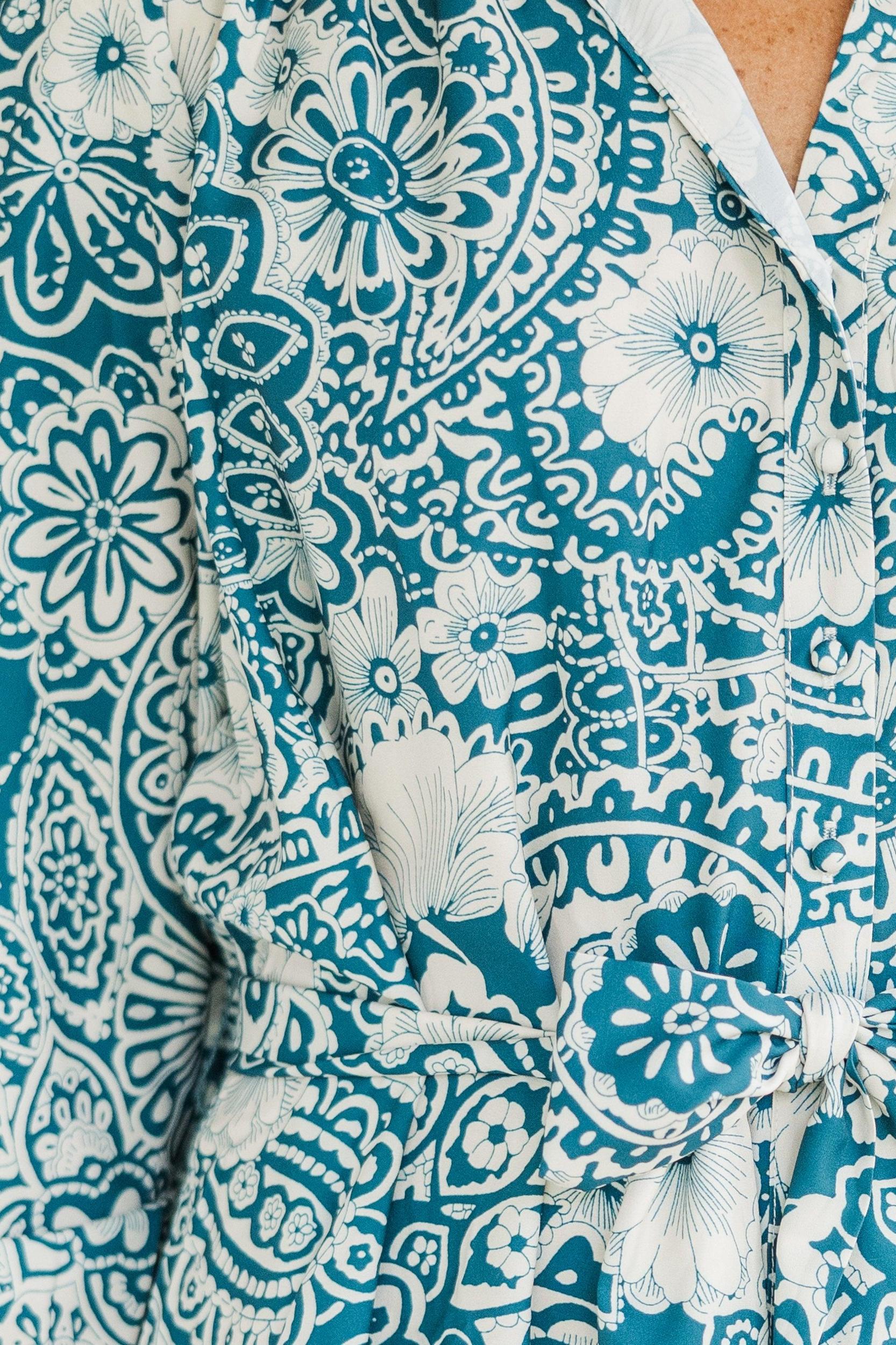 Sweet New Day Peacock Green Floral Dress Female Product Image