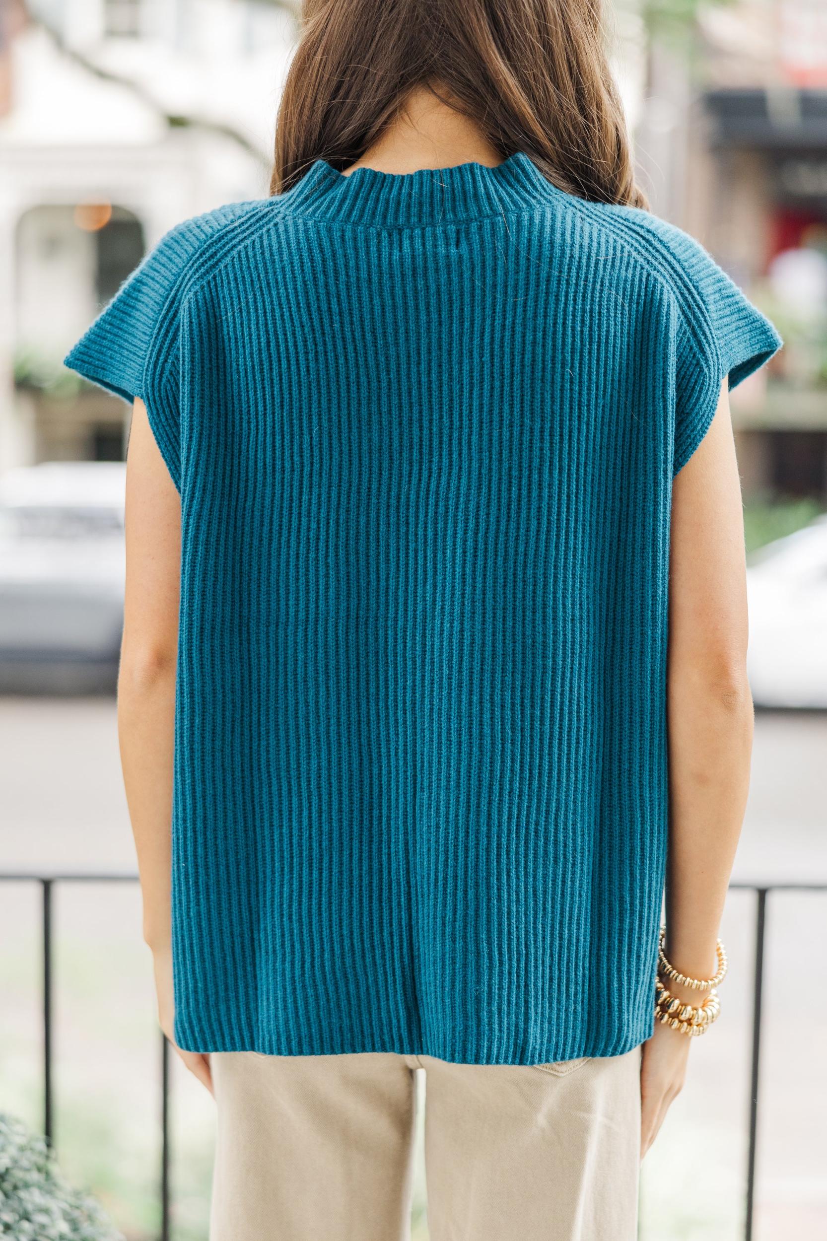 The Slouchy Teal Blue Short Sleeve Sweater Female Product Image